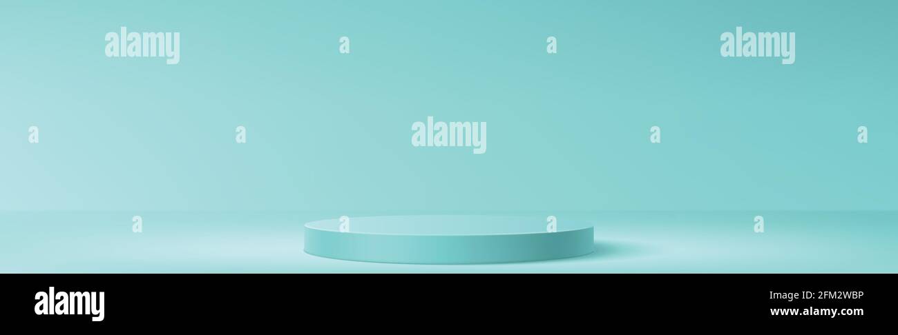 Blue studio background, with a round podium - Vector illustration Stock Vector