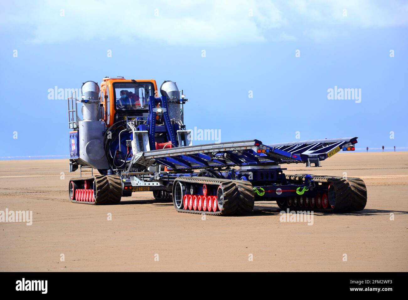 A Shannon Launch and Recovery System, operated by the Royal National Lifeboat Institution on the beach at St Annes On Sea, Fylde, Lancashire, England. Stock Photo