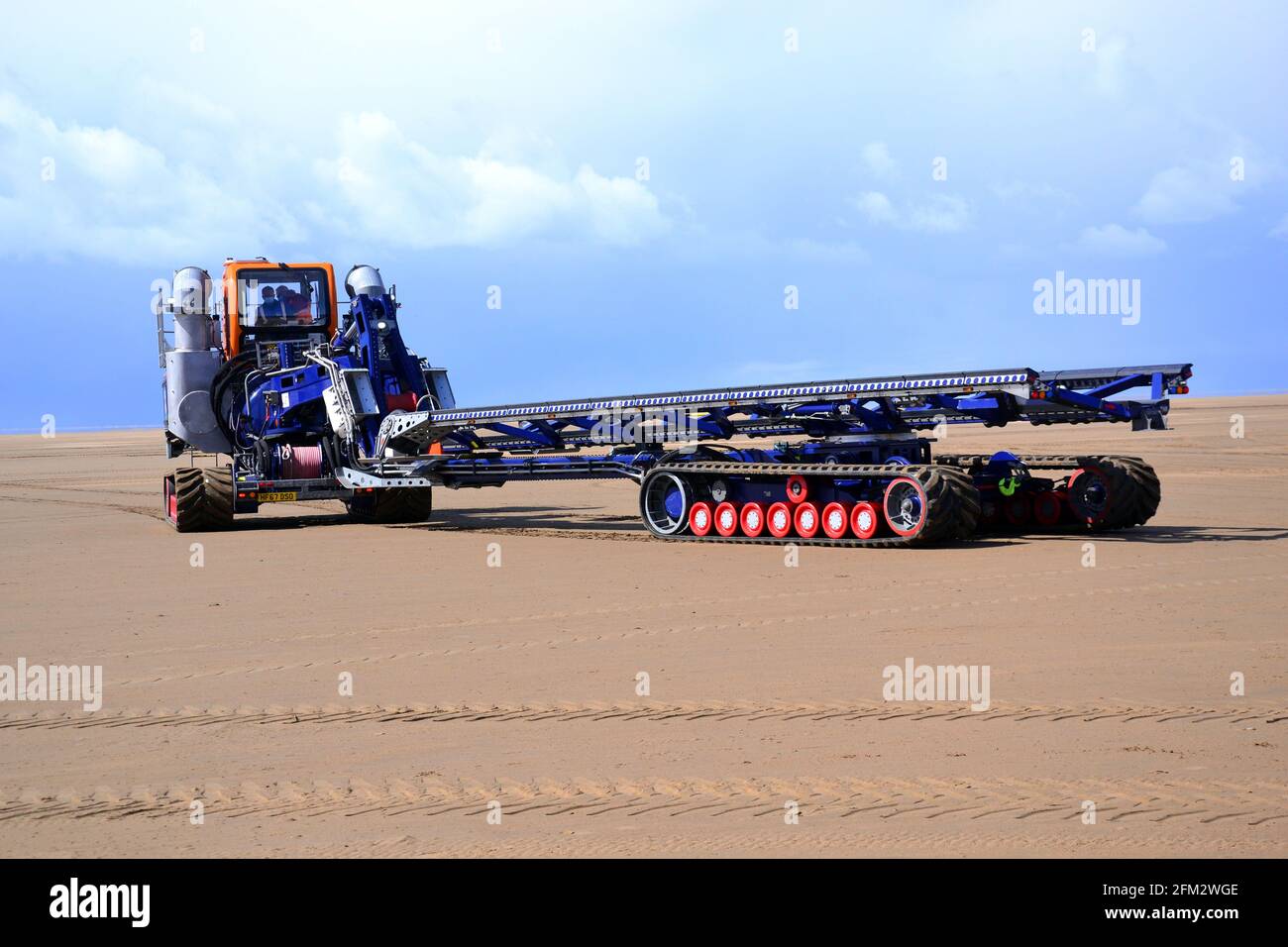 A Shannon Launch and Recovery System, operated by the Royal National Lifeboat Institution on the beach at St Annes On Sea, Fylde, Lancashire, England. Stock Photo