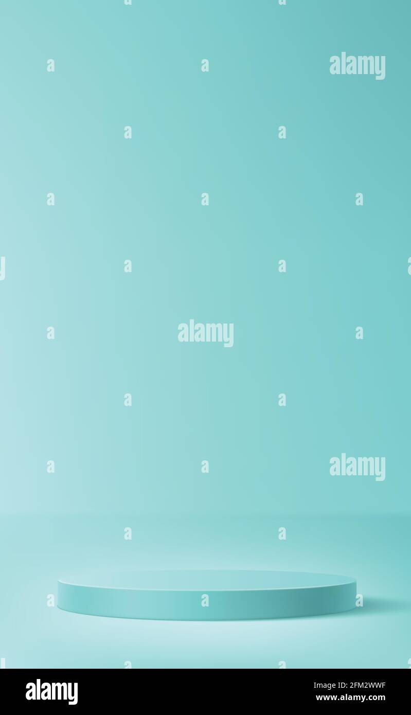 Blue studio background, with a round podium - Vector illustration Stock Vector