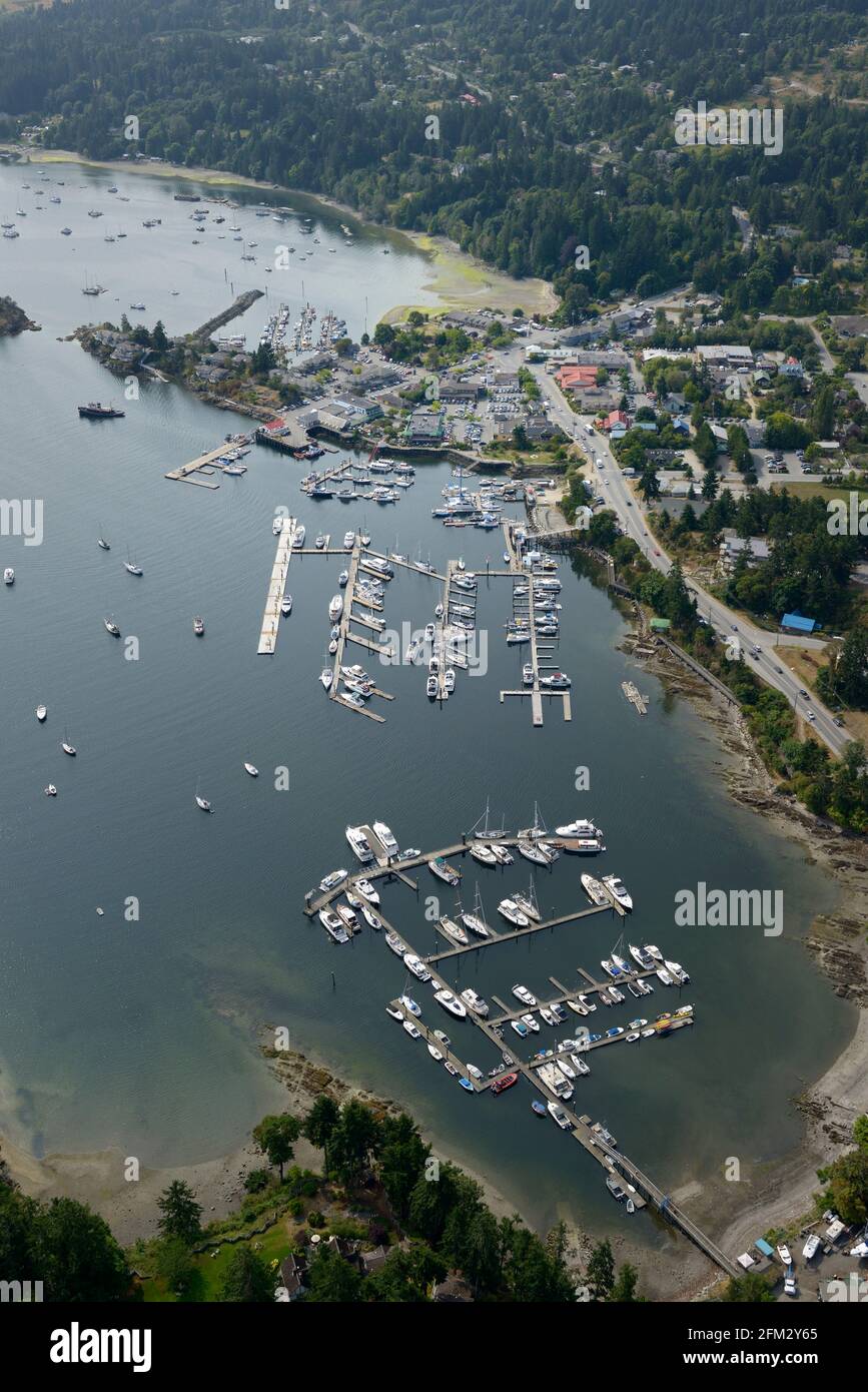 Aerial photo of Ganges Marina and Salt Spring Marina, Saltspring Island, British Columbia