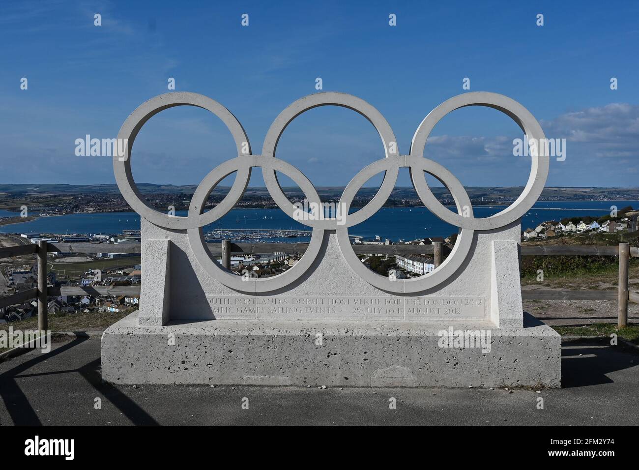 Olympic rings at Portland Heights in Dorset Stock Photo Alamy