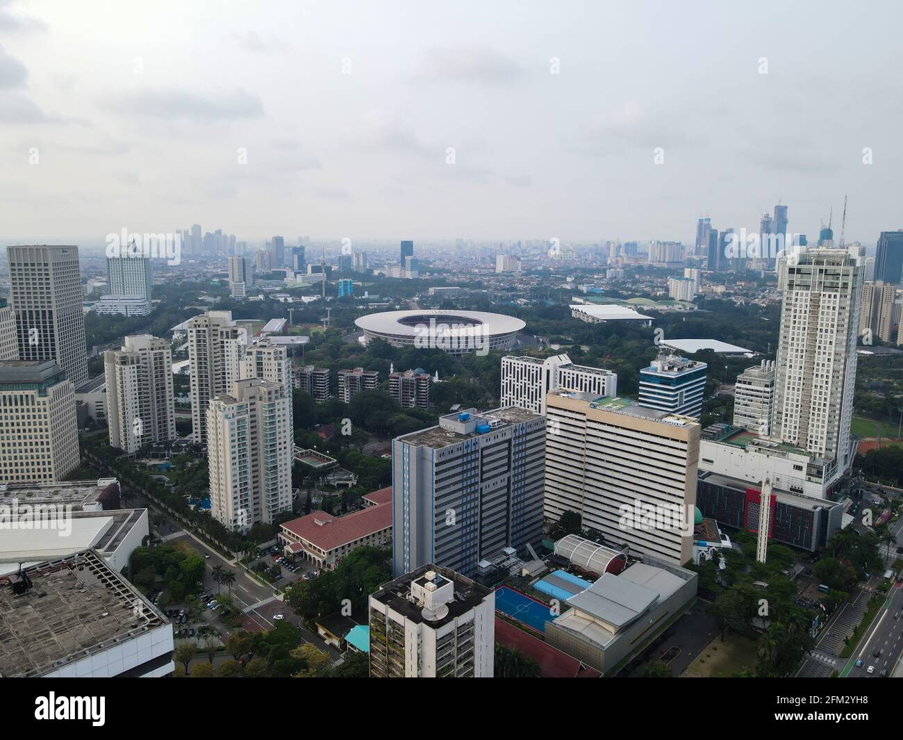 Football stadium of Gelora Bung Karno in Jakarta downtown. Jakarta ...