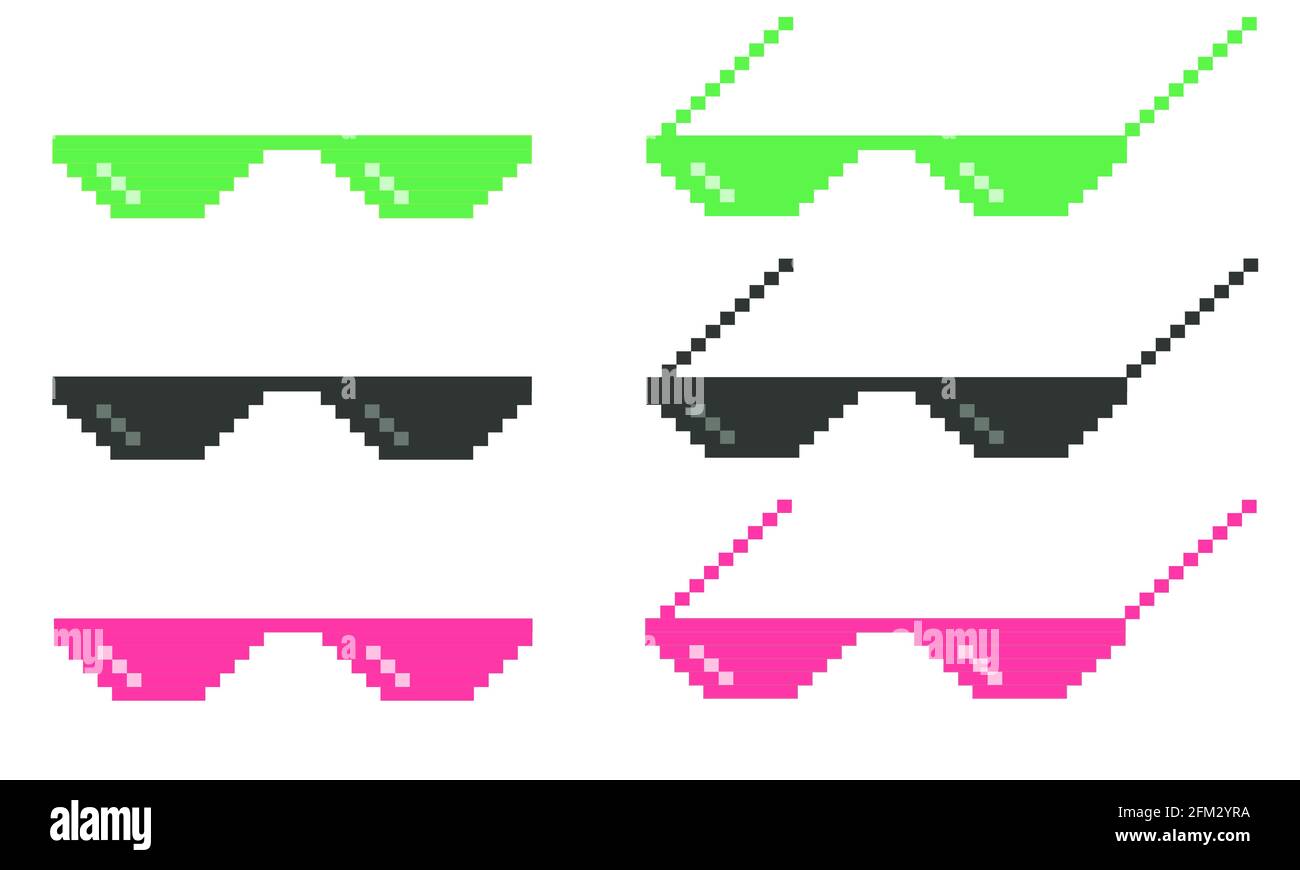 Sunglasses pixel icon black on white background. Pixel glasses sign. Thug  life meme glasses. Flat style Stock Vector Image & Art - Alamy