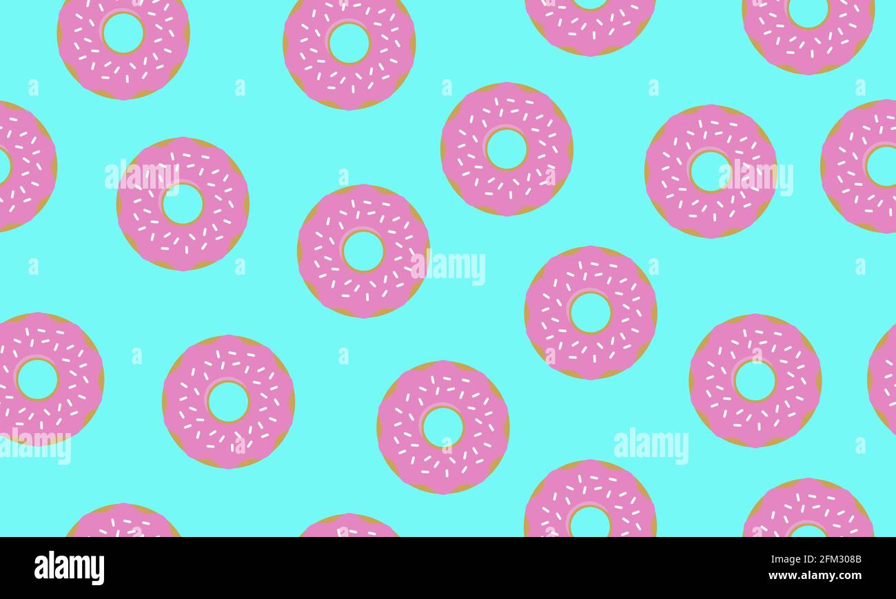 Sweet summer seamless pattern with donuts vector illustrations. Stock Vector
