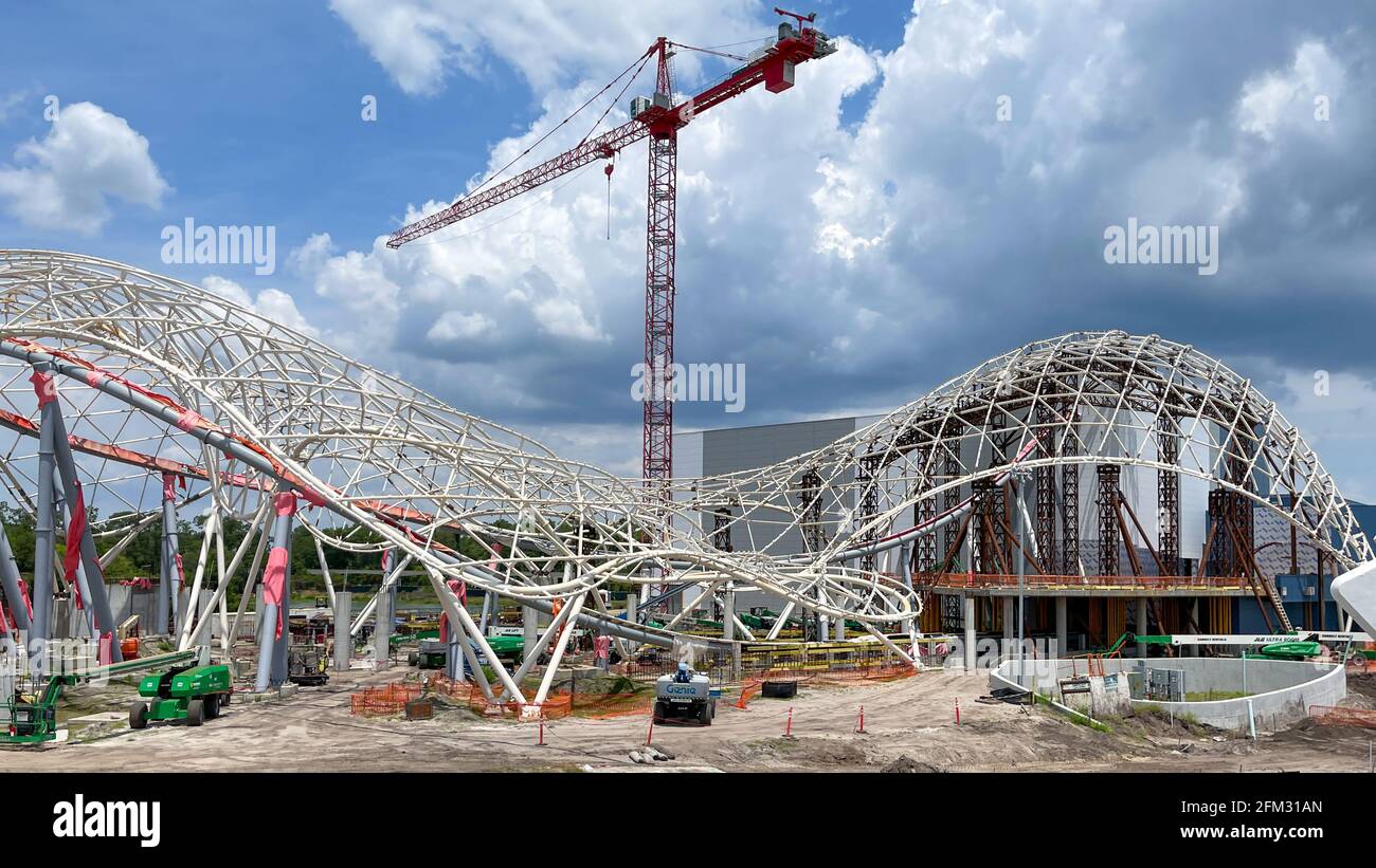 Orlando, FL USA May 2, 2021 A view of the Tron Rollercoaster