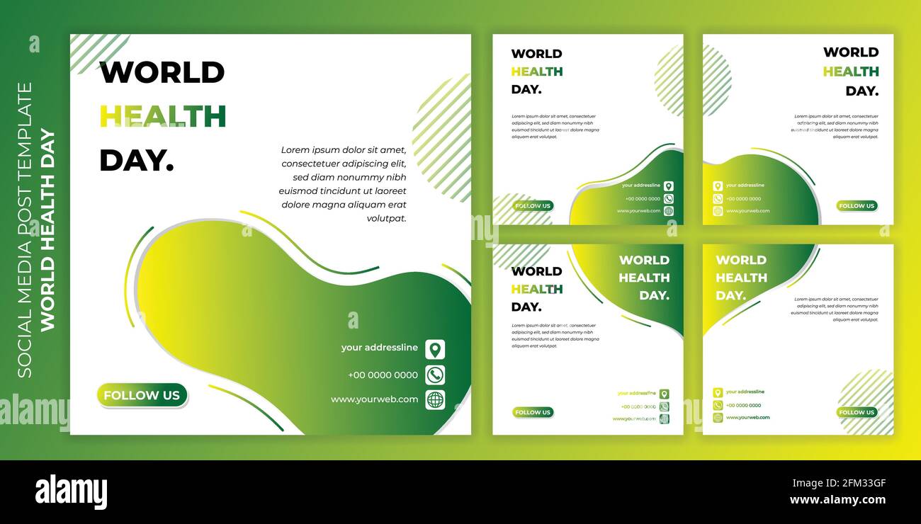 ciervo aleatorio Fabricación World health day design with Social media post template. set of social  media post template with green design. good template for web banner or  online a Stock Vector Image & Art -