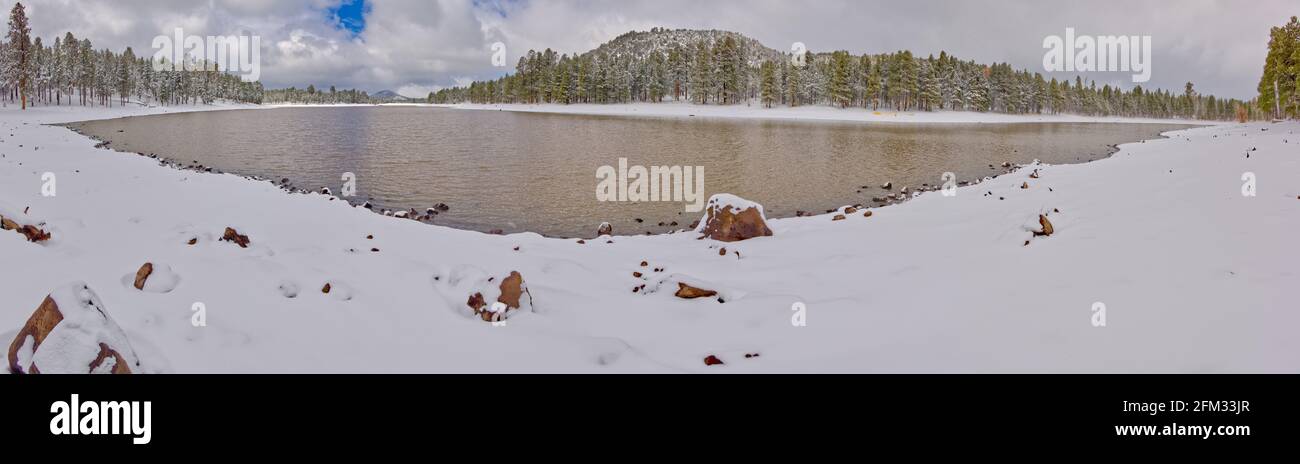 Kaibab Lake in winter viewed from its Dam, Kaibab National Forest, Arizona, USA Stock Photo