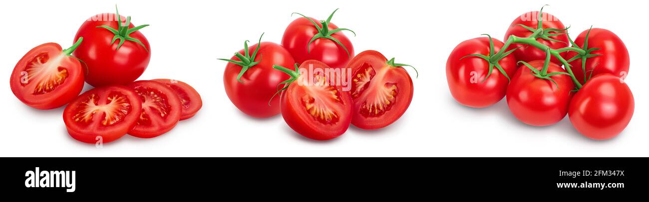 Tomato with slices isolated on white background with clipping path and ...
