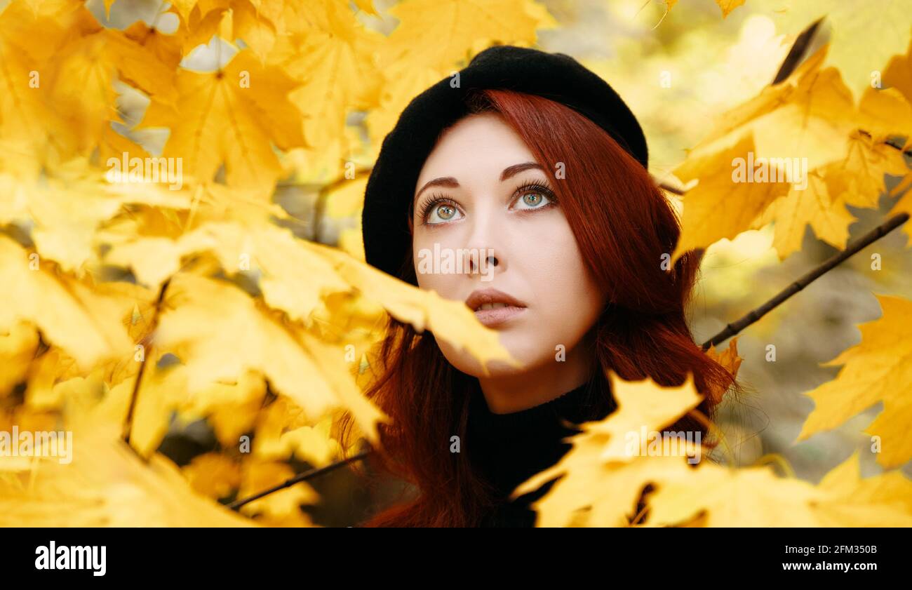 Girl in a yellow beret hi-res stock photography and images - Alamy