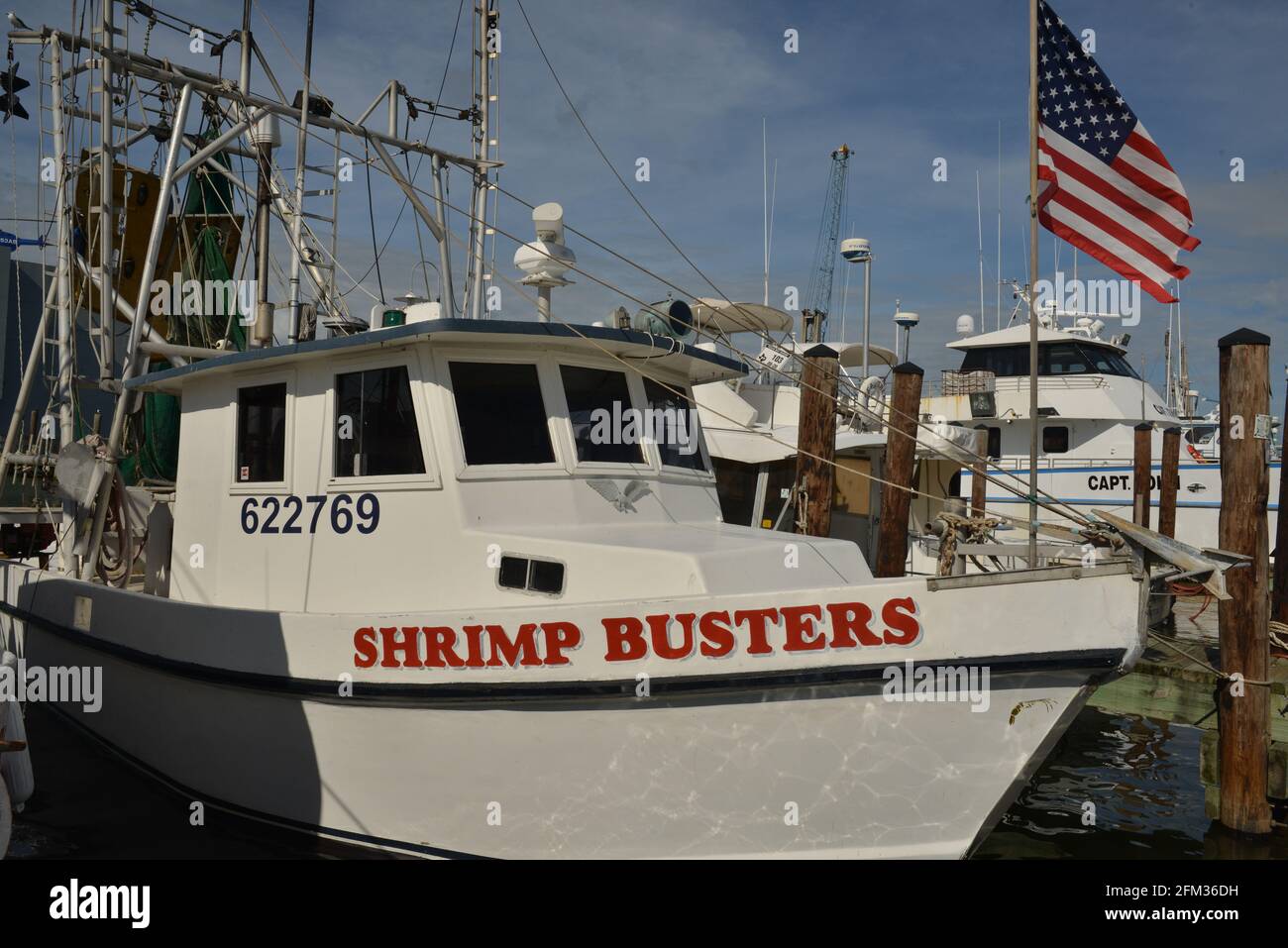 Commercial boats for catching Texas Gulf shrimp and fresh seafood Stock Photo