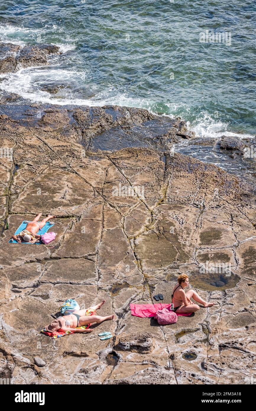 Gran Canaria, eine spanische Kanarische Insel vor der Nordwestküste von Afrika. Las Palmas de Gran Canaria mit Playa del Confital. Stock Photo