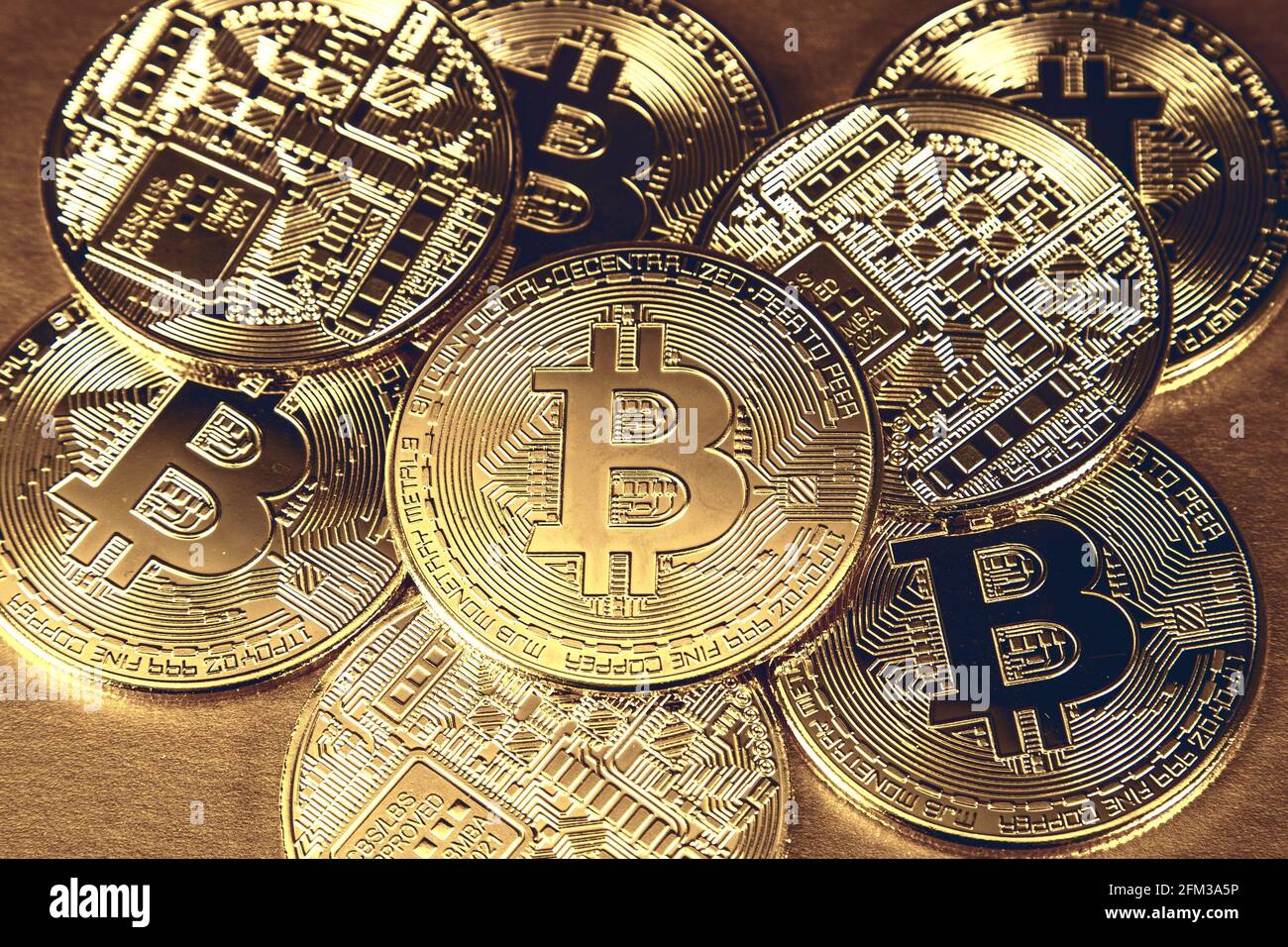 Cryptocurrency bitcoin token coins Stock Photo