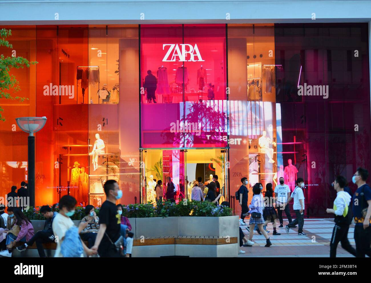 BEIJING, CHINA - MAY 5, 2021 - Zara's largest store in Asia is at  Wangfujing Street in Beijing, China, May 5, 2021. The store, also the first Zara  global flagship store in