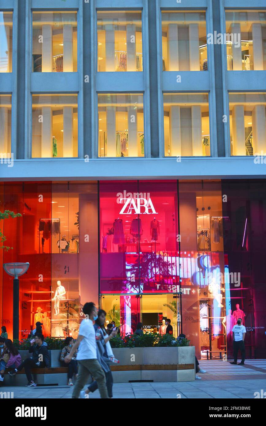 BEIJING, CHINA - MAY 5, 2021 - Zara's largest store in Asia is at  Wangfujing Street in Beijing, China, May 5, 2021. The store, also the first  Zara global flagship store in