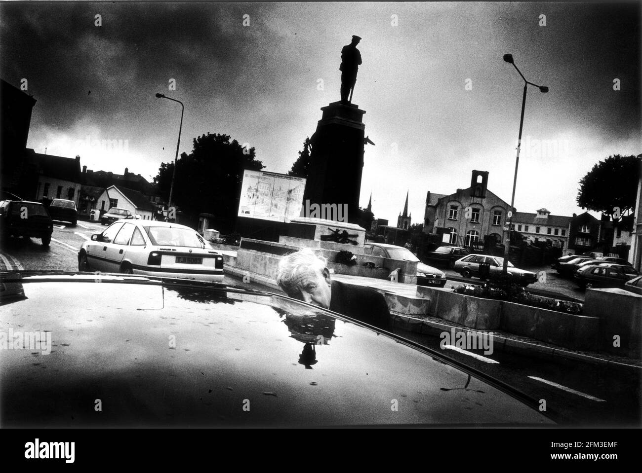 Memorial on site of bomb blast at Enniskillen August 1987  in Northern Ireland which killed 11 people in 1987 Stock Photo