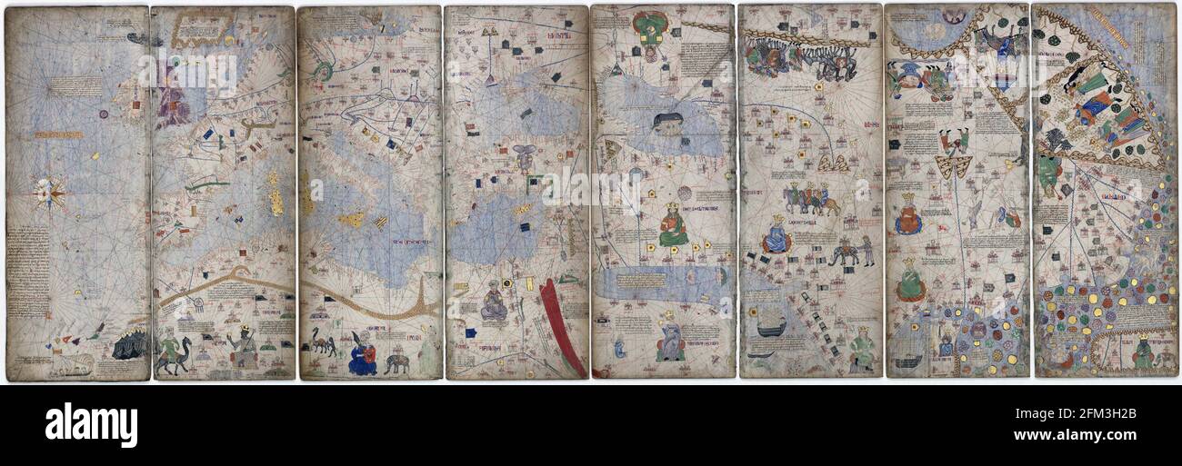 Vintage hand drawn map of World from 14th century showing known world at the time Stock Photo