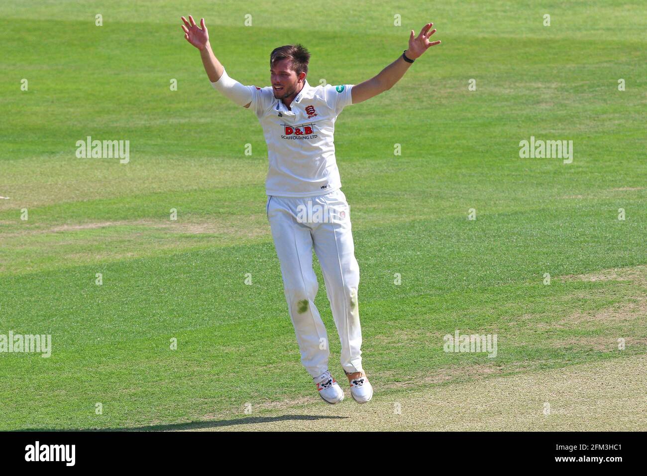 Tom Moore of Essex claims the wicket of Niroshan Dickwella of Sri Lanka during Essex CCC vs Sri Lanka, Tourist Match Cricket at the Essex County Groun Stock Photo