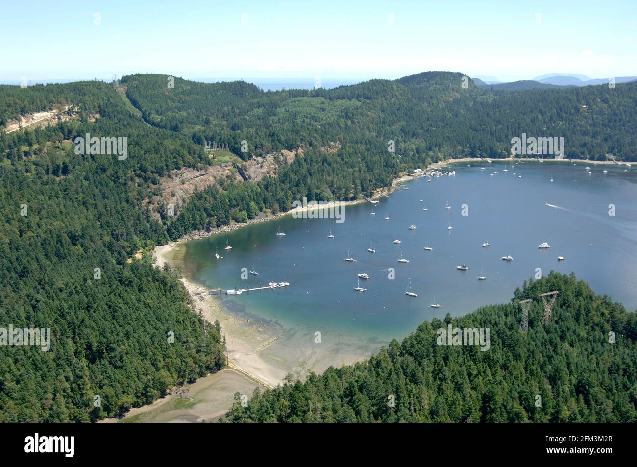 Aerial photo of Montague Harbour and Montague Harbour Marine Provincial Park, Galiano Island