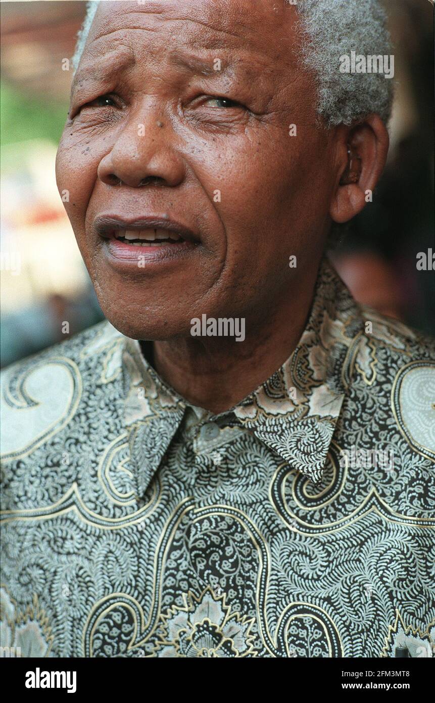 Nelson Mandela President of South Africa 1997 on a visit to Britain Stock Photo