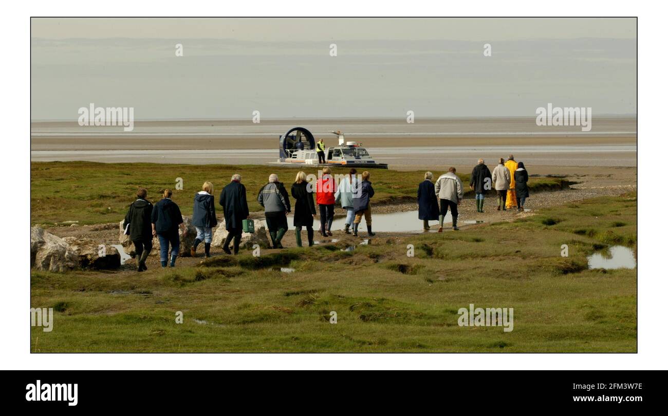Jury and Legal team visit the Hest Bank site on Morecambe Bay where Chinese cockle pickers died as the tide rose...... pic David Sandison 21/9/2005 Stock Photo