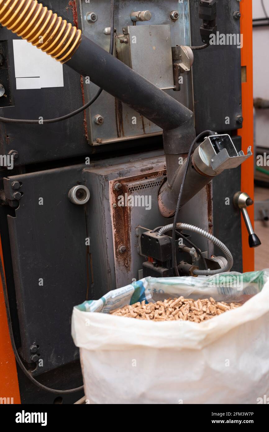 Picture of an automatic pellet burner system Stock Photo Alamy