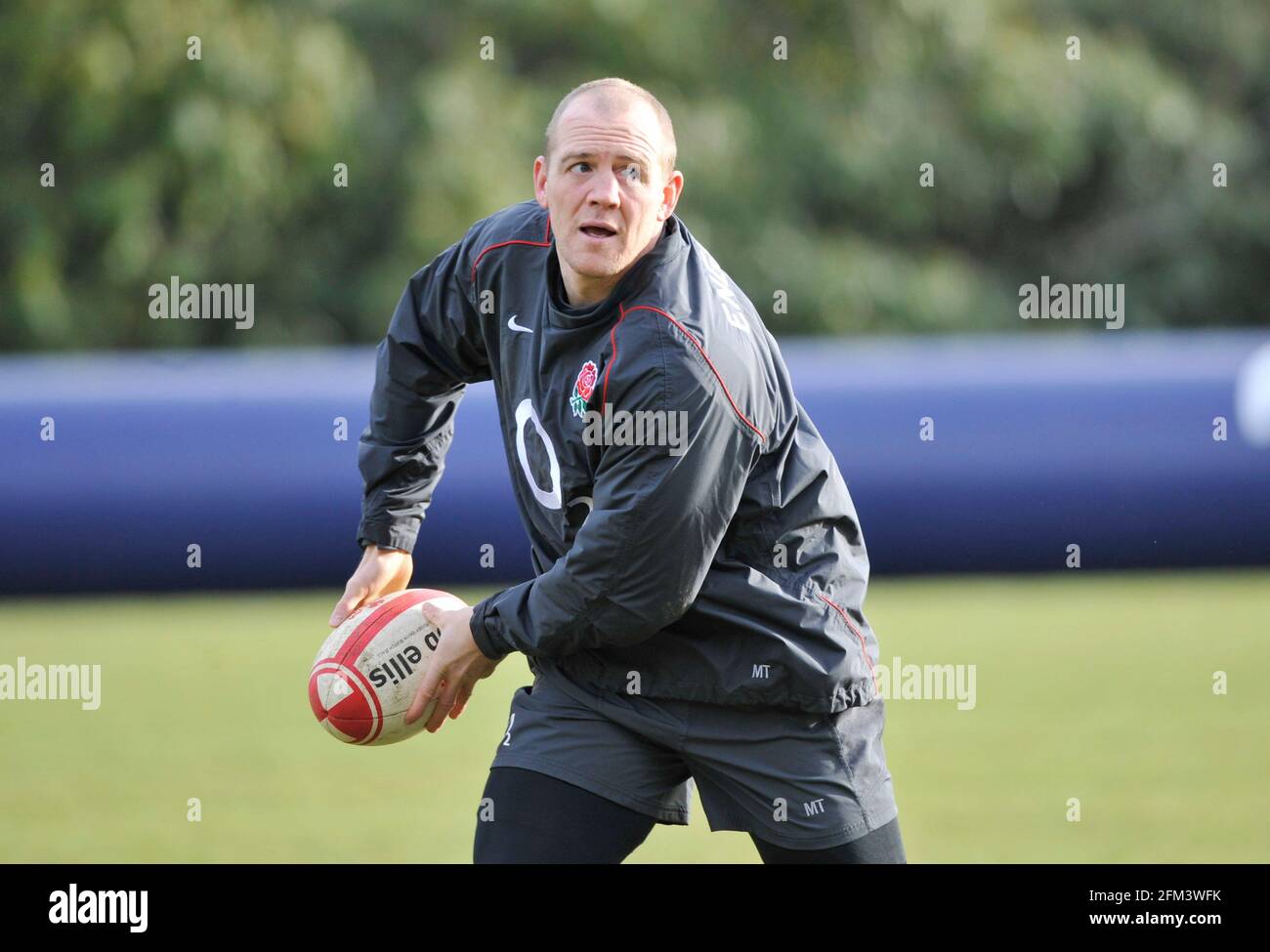 ENGLAND RUGBY TRAINING AT PENNY HILL PARK HOTEL FOR THEIR SIX NATIONS MATCH WITH WALES. CAPTIAN MIKE TINDAL.  2/2/2011.PICTURE DAVID ASHDOWN Stock Photo