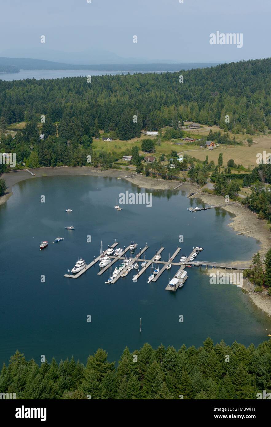 Aerial photo of Telegraph Harbour Marina, Thetis Island, British Columbia, Canada Stock Photo