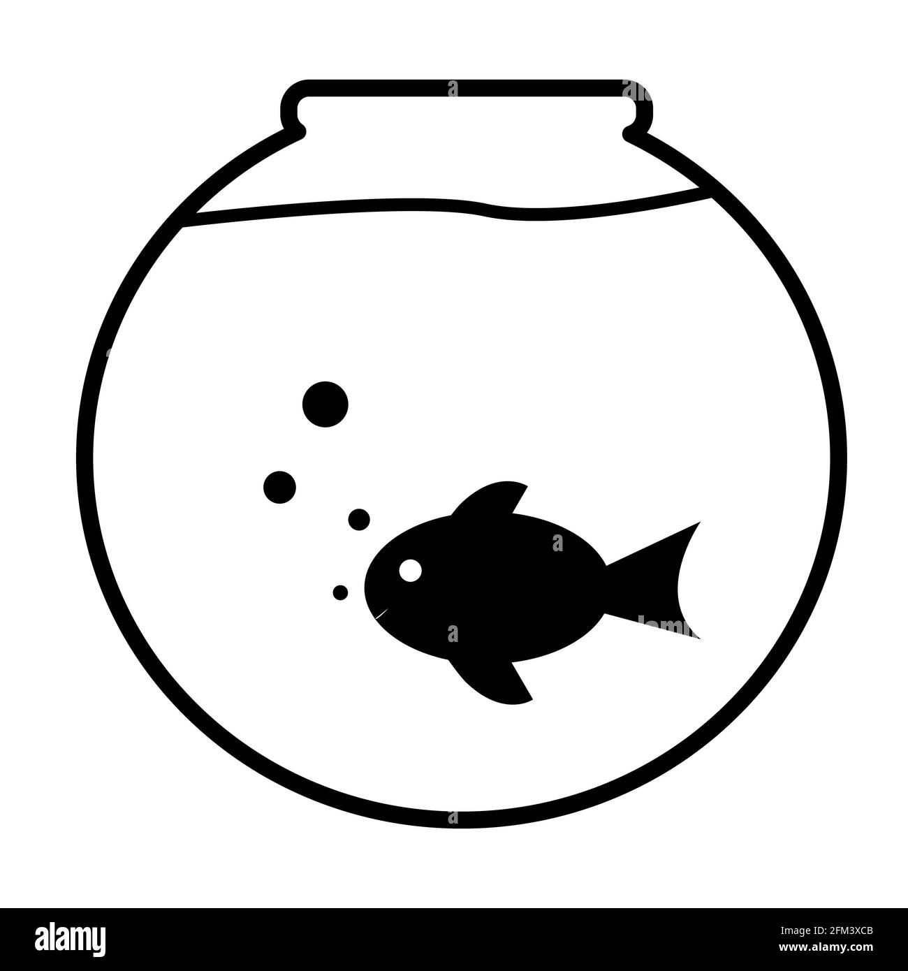 fish bowl icon on white background. aquarium sign. fish swimming in a