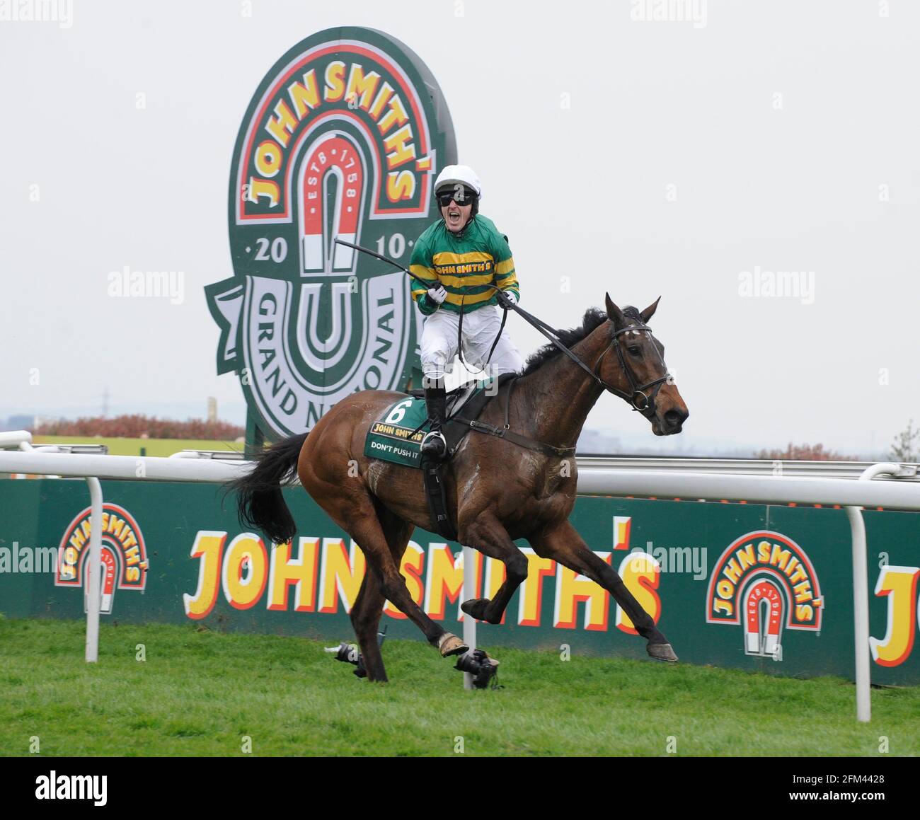 THE GRAND NATIONAL AT AINTREE. TONY McCOY WINS ON DON'T PUSH IT. 10/4/2010. PICTURE DAVID ASHDOWN Stock Photo