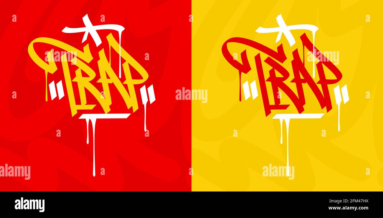 Hip Hop Hand Written Urban Graffiti Style Word Trap Vector Illustration