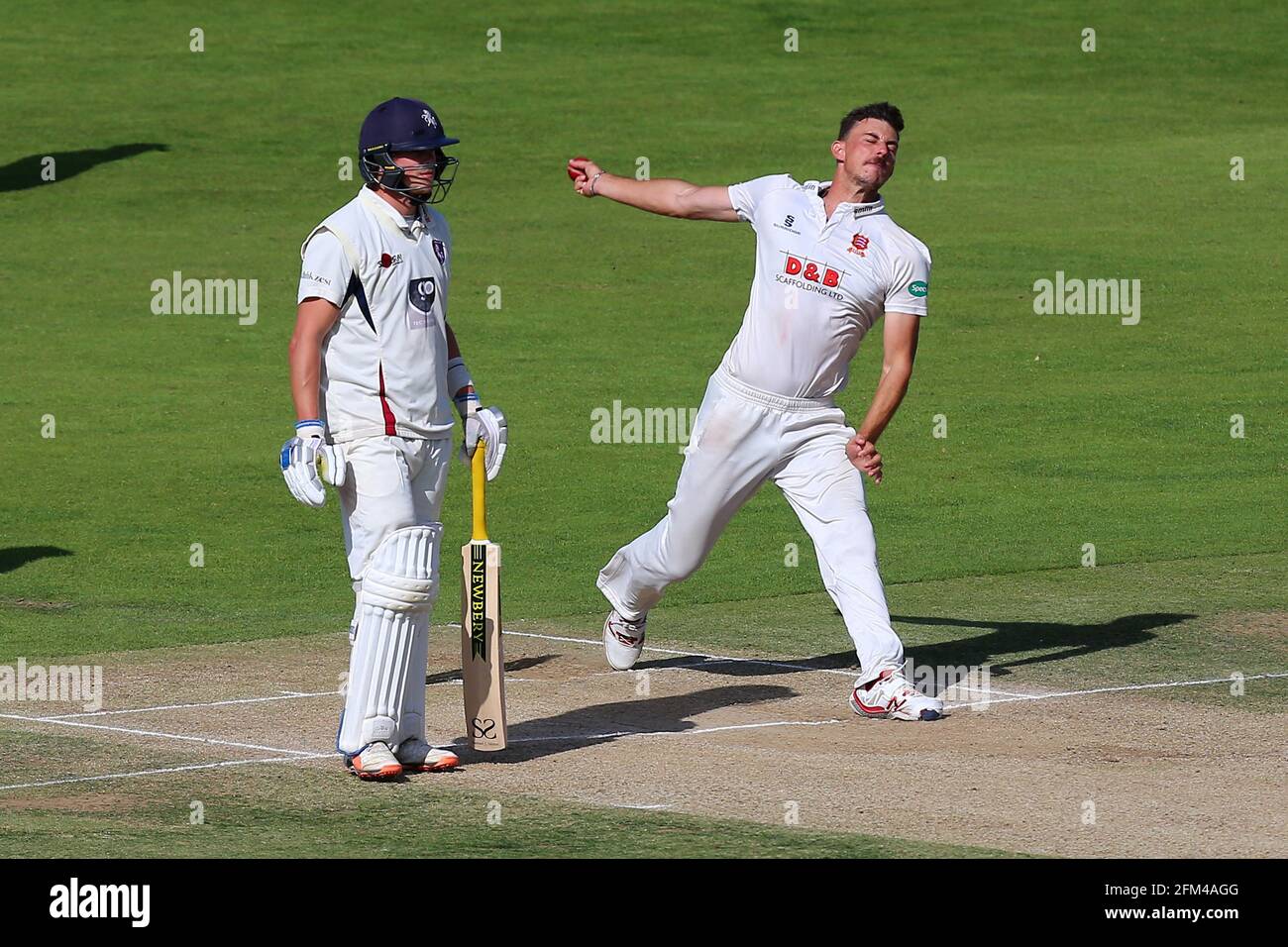 Matt Dixon in bowling action for Essex during Kent CCC vs Essex CCC, Specsavers County Championship Division 2 Cricket at the St Lawrence Ground on 23 Stock Photo