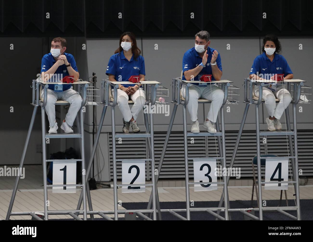 Diving springboard olympics judges hires stock photography and images