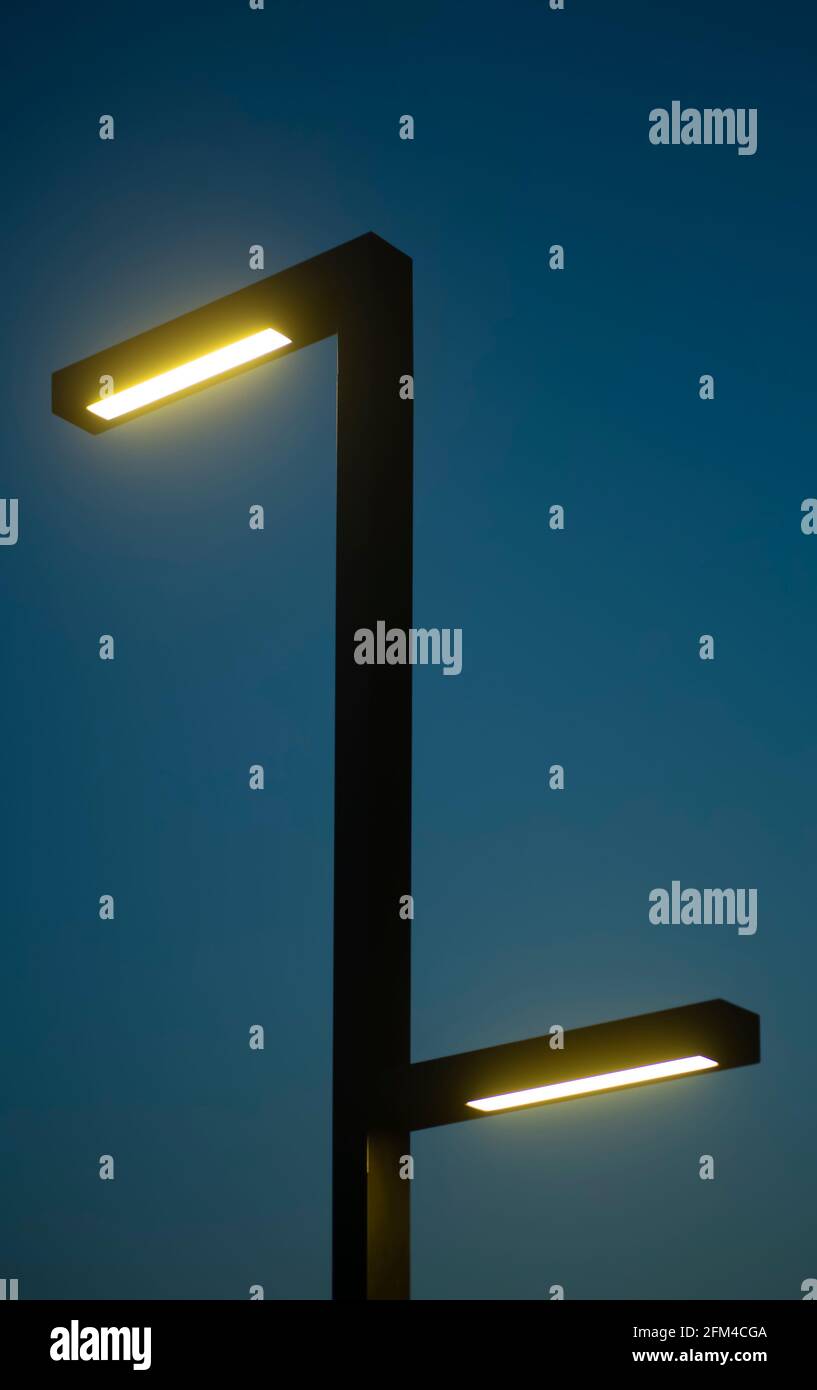 Modern lamp post at night hires stock photography and images Alamy