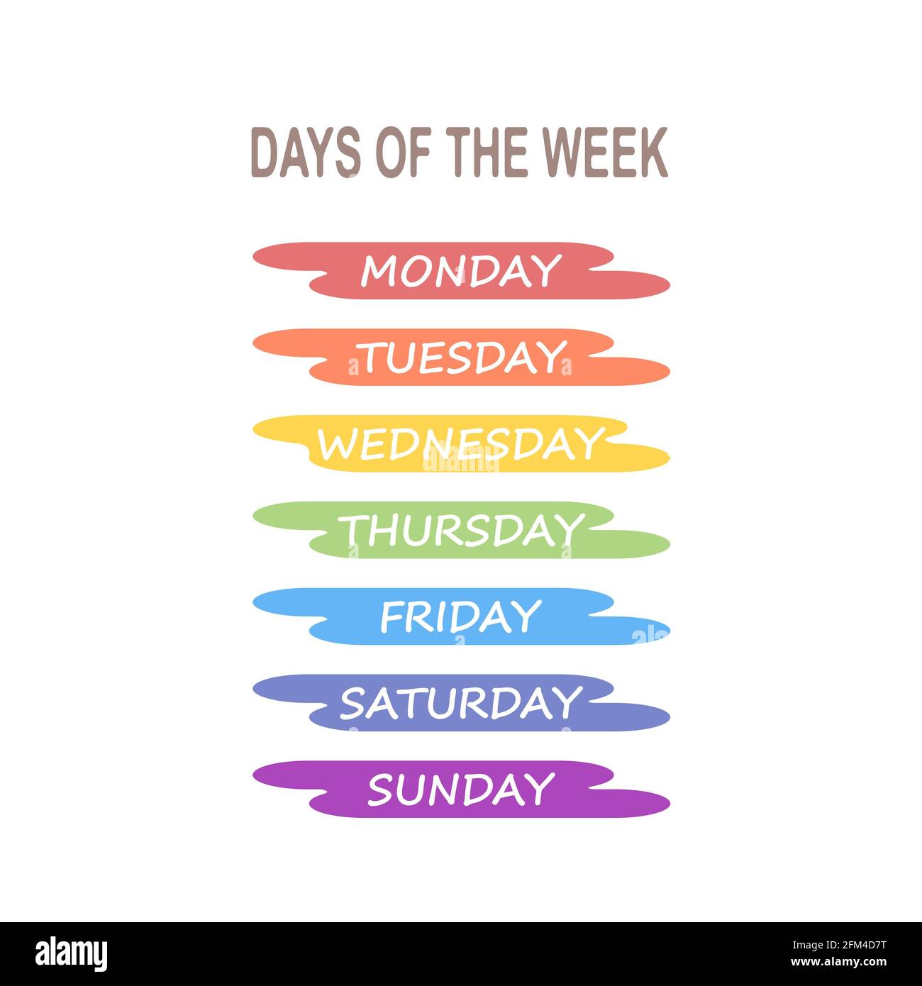 Days Week Monday Tuesday Wednesday Thursday: vetor stock (livre de  direitos) 616684766
