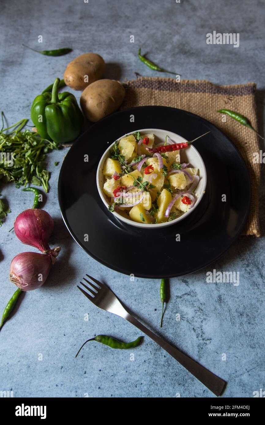 Indian snacks aloo jeera or mashed potatoes mixed with pepper and