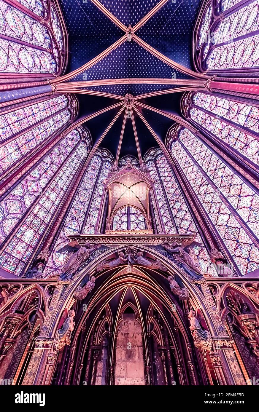 Inside the Sainte-Chapelle in Paris Stock Photo