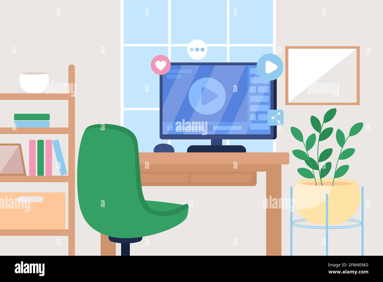 Online tutorial flat color vector illustration Stock Vector