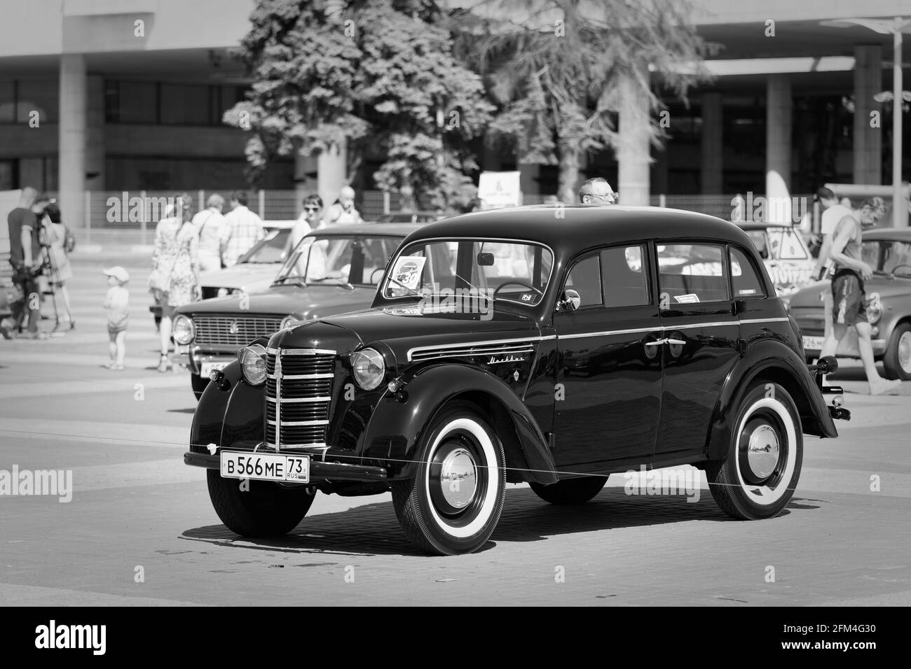 Ulyanovsk, Russia - July 29, 2017: Vintage retro car Moskvich M-401 at the 'Retrospective 2017' auto festival - an auto show with free entrance, where Stock Photo