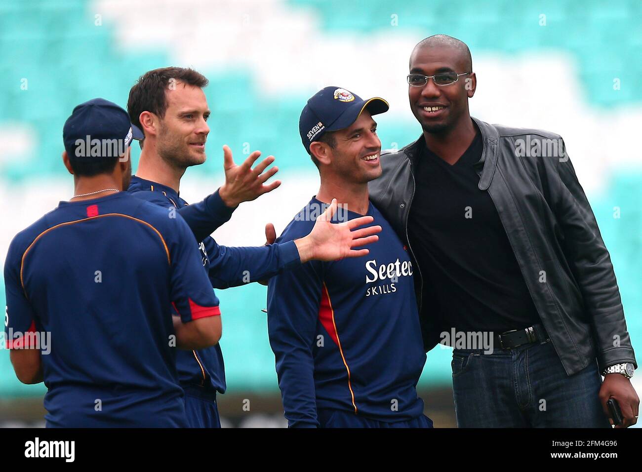 Ex-Essex player Alex Tudor (R) and Ryan ten Doeschate ahead of Surrey vs Essex Eagles, NatWest T20 Blast Cricket at the Kia Oval on 19th July 2017 Stock Photo