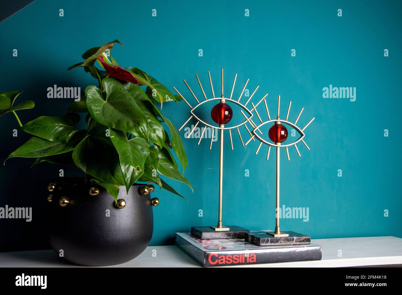 interior design with decorative objects and books Stock Photo - Alamy