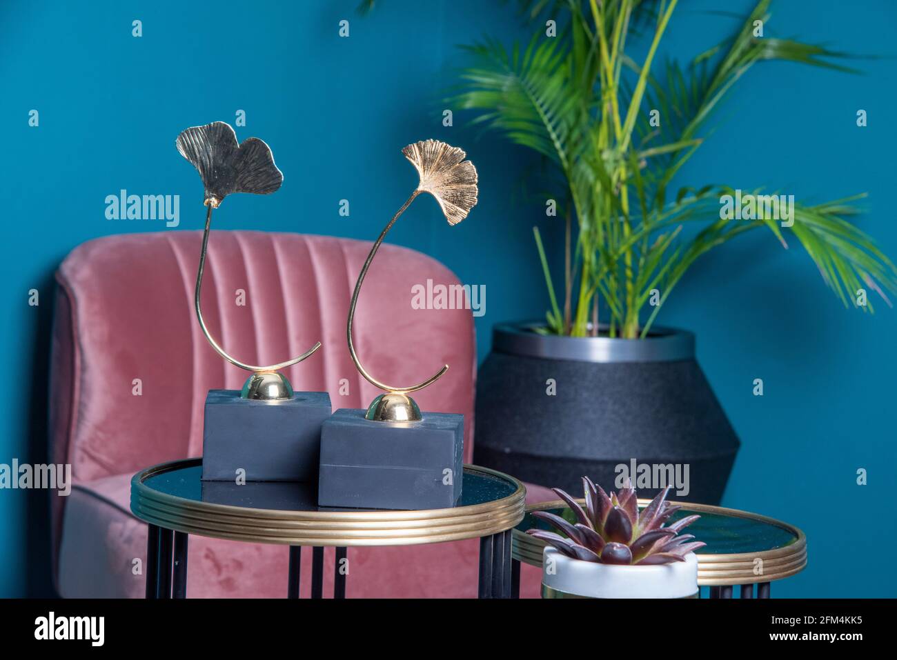 interior design with decorative objects and plants Stock Photo - Alamy