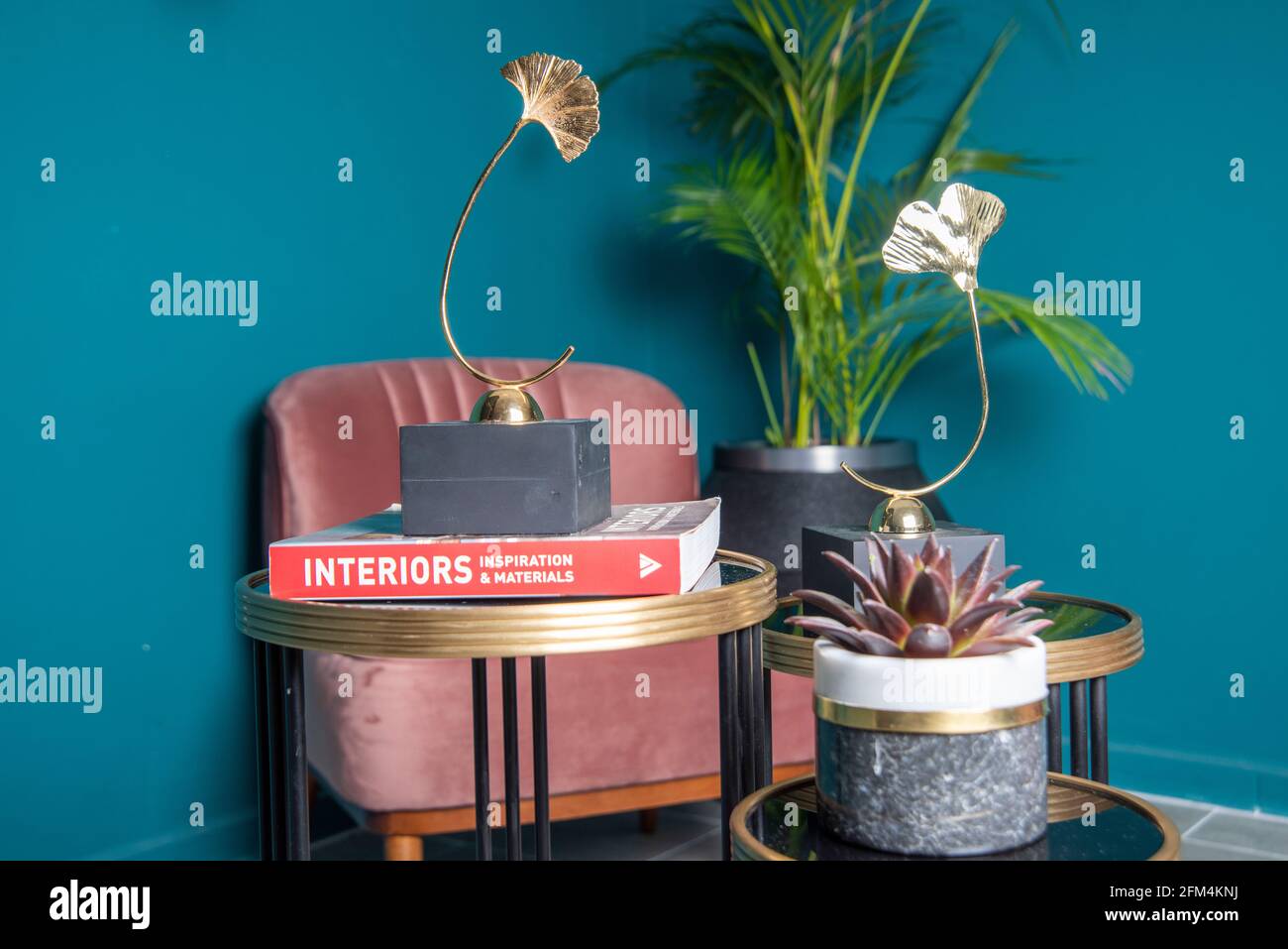 interior design with decorative objects and plants Stock Photo - Alamy