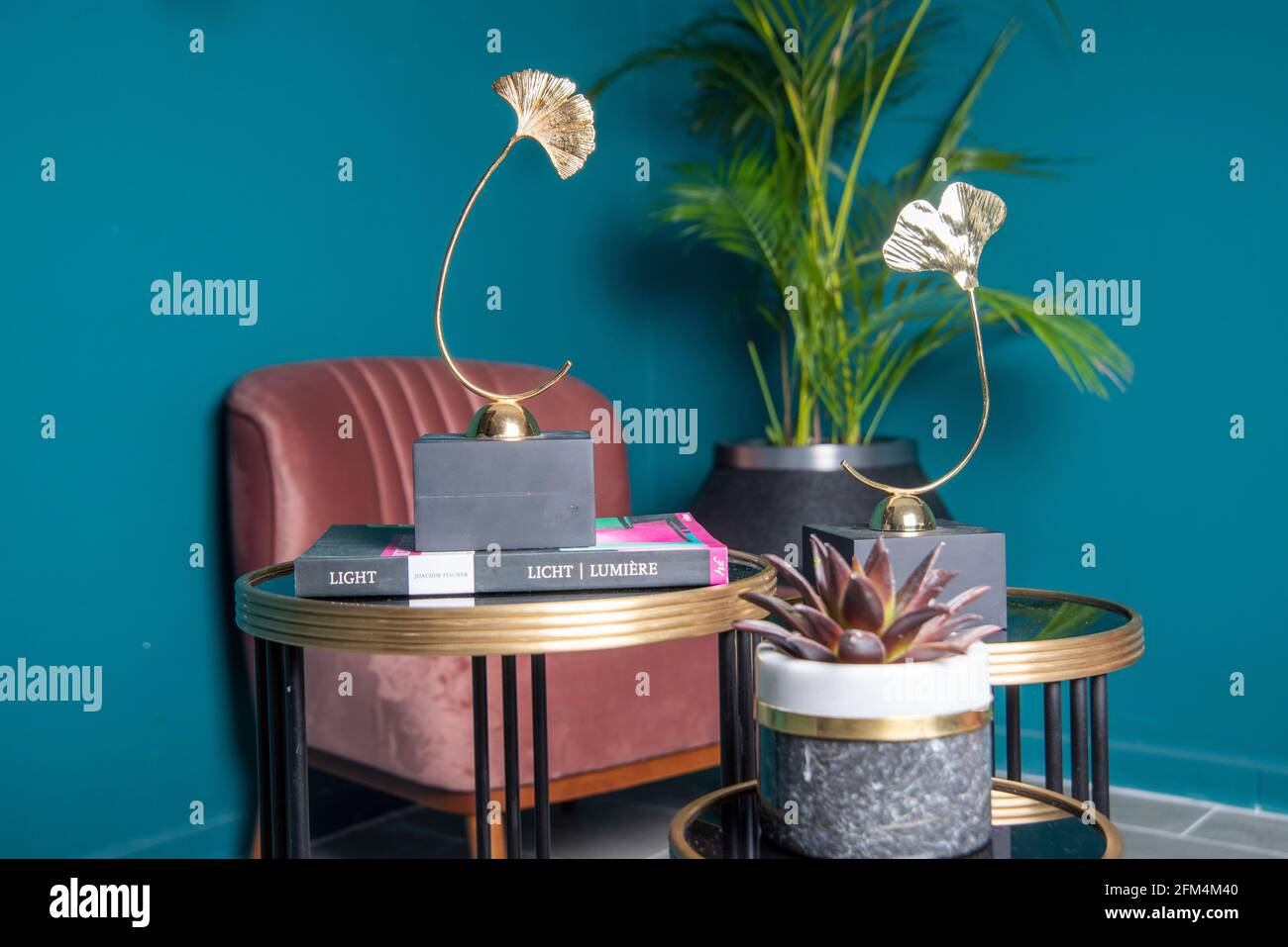 interior design with decorative objects and plants Stock Photo - Alamy