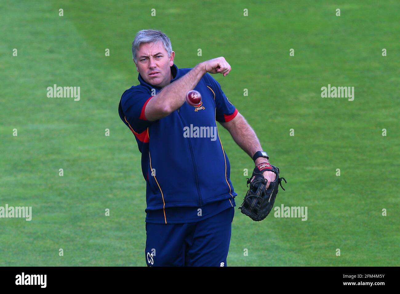 Essex head coach Chris Silverwood during Warwickshire CCC vs Essex CCC, Specsavers County Championship Division 1 Cricket at Edgbaston Stadium on 12th Stock Photo