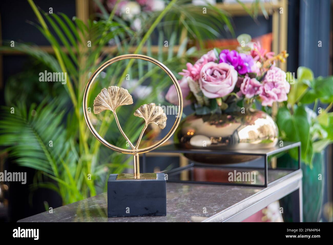 house interior design with decorative objects and plants Stock Photo ...