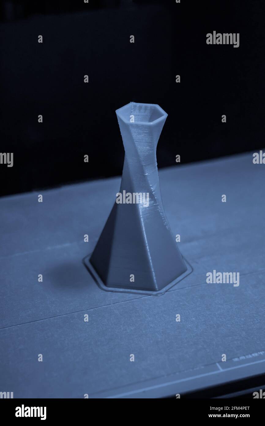 model is printed on the 3D printer close-up Stock Photo