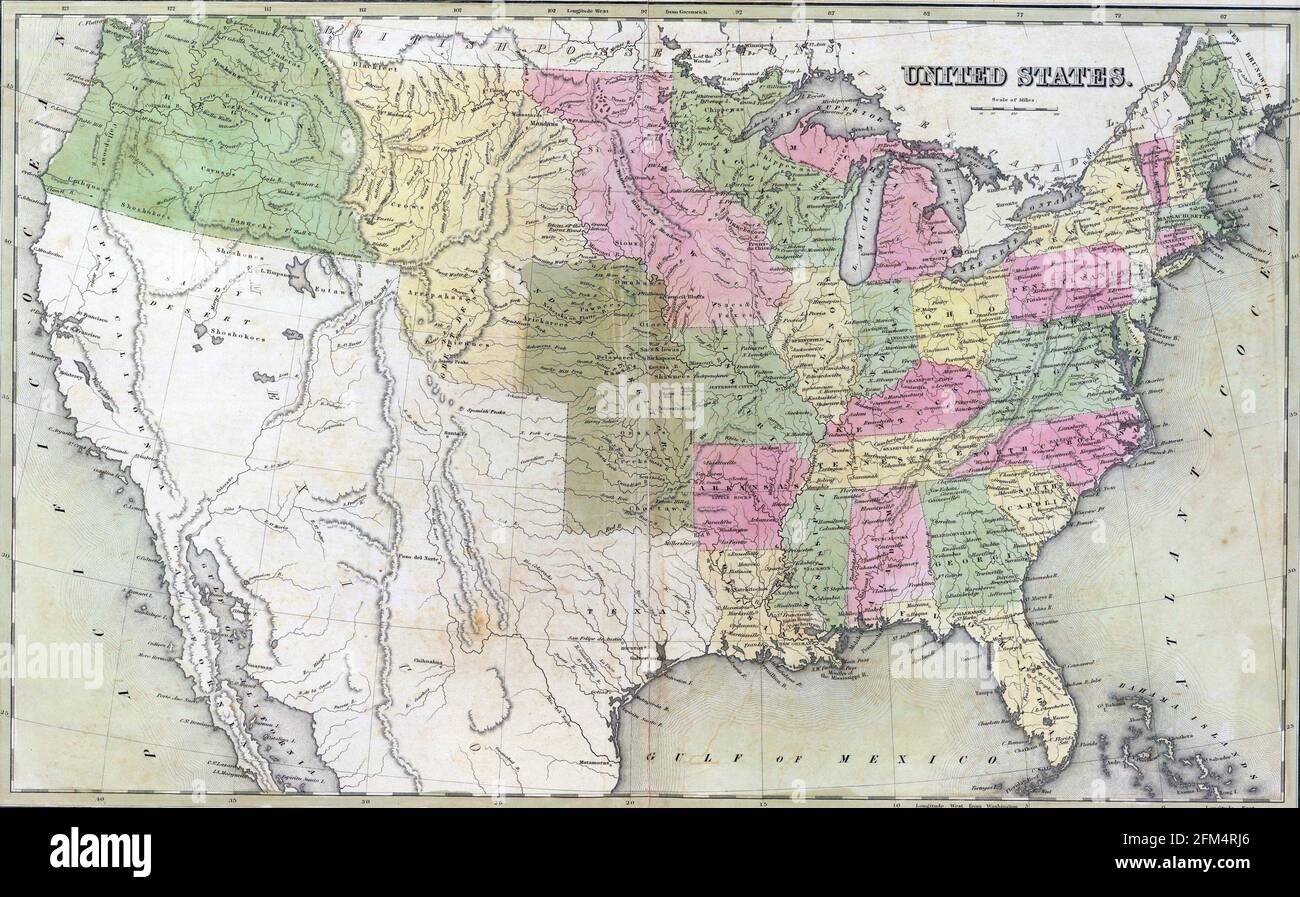 Antique map of the united states hi-res stock photography and images ...