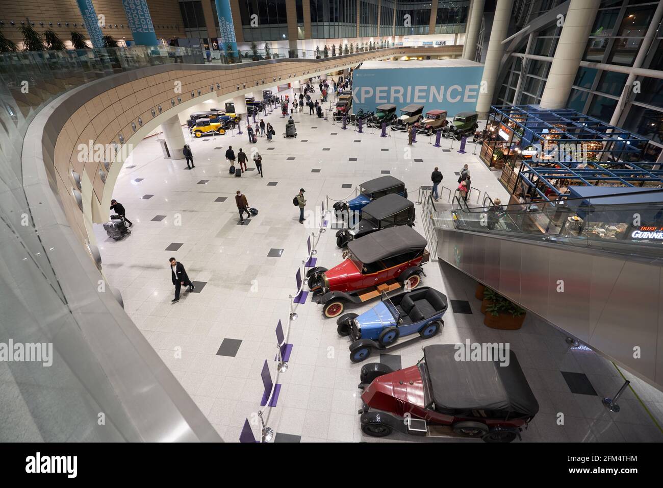 MOSCOW, RUSSIA MAY 3, 2021 Exhibition of retro cars at Domodedovo