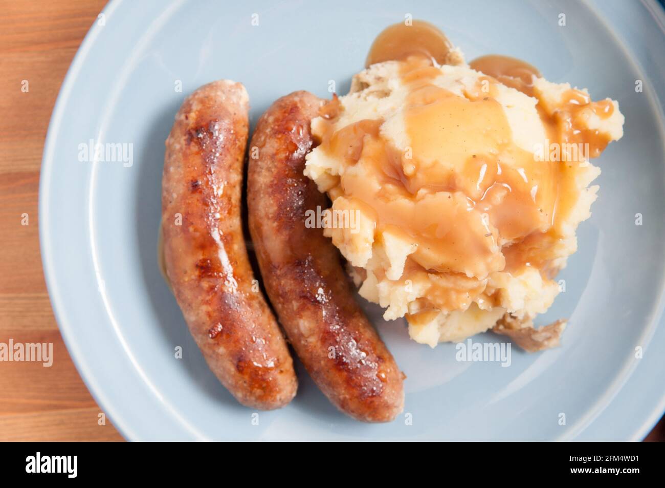 bangers and mash meal Stock Photo Alamy
